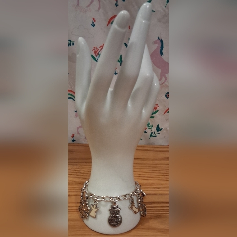 RARE Vintage Brighton Be Jolly Silver Christmas Casual Everyday Charm Bracelet